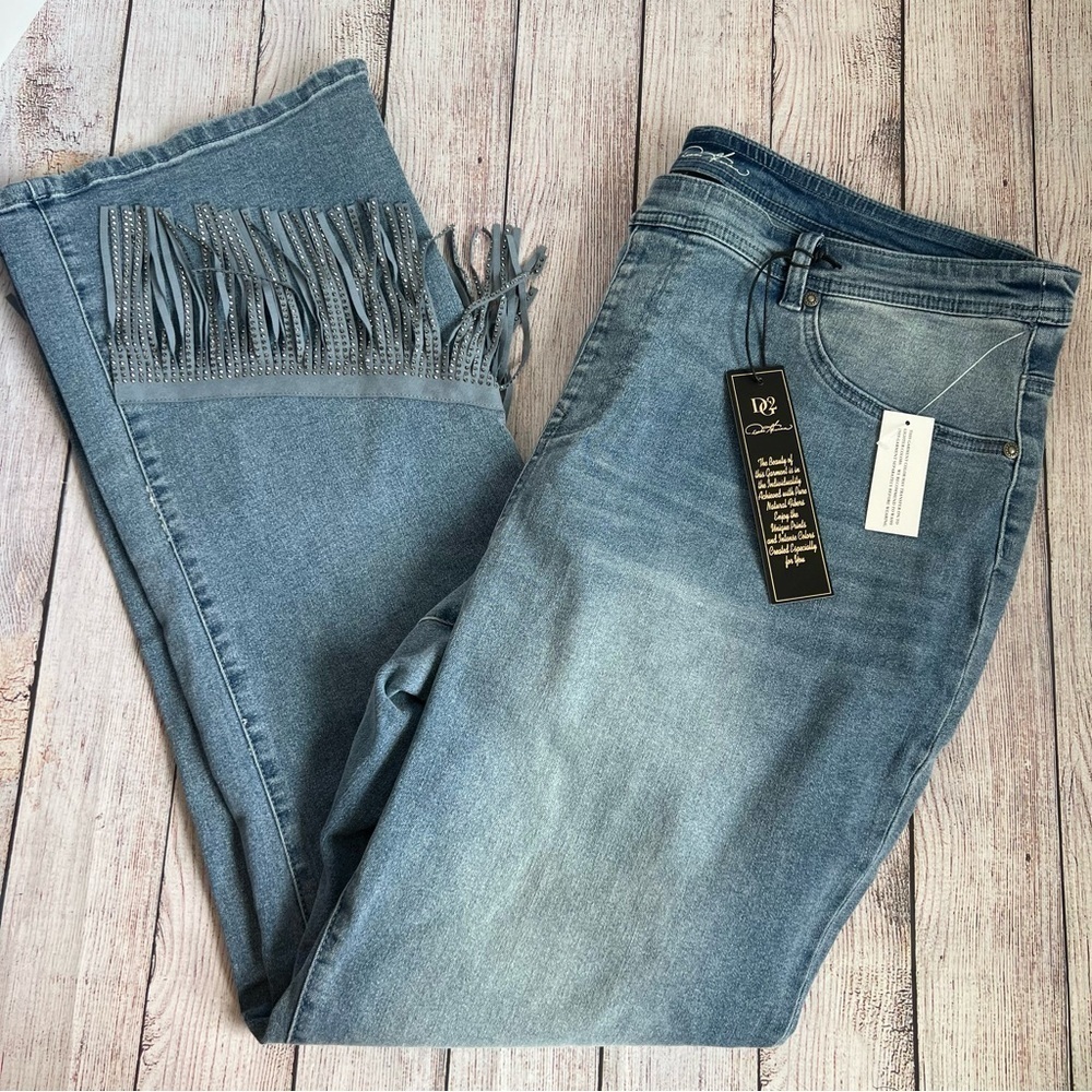 DG2 Diane Gilman Fringe Jeans NWT 2XT